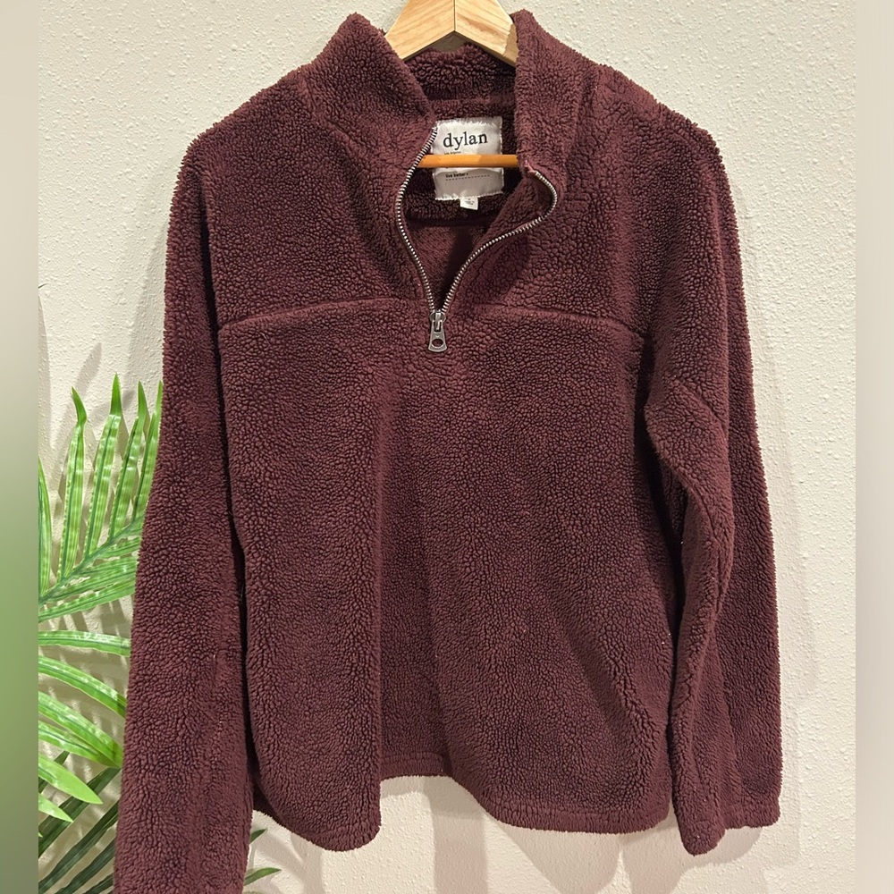 (Retail ~$148) Dylan maroon burgundy fleece pullover quarter zip Sherpa small